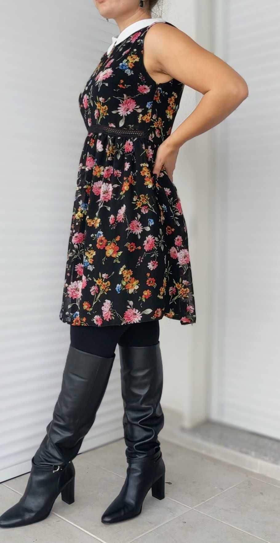 Rochie casual Zara, model cu flori, marimea L