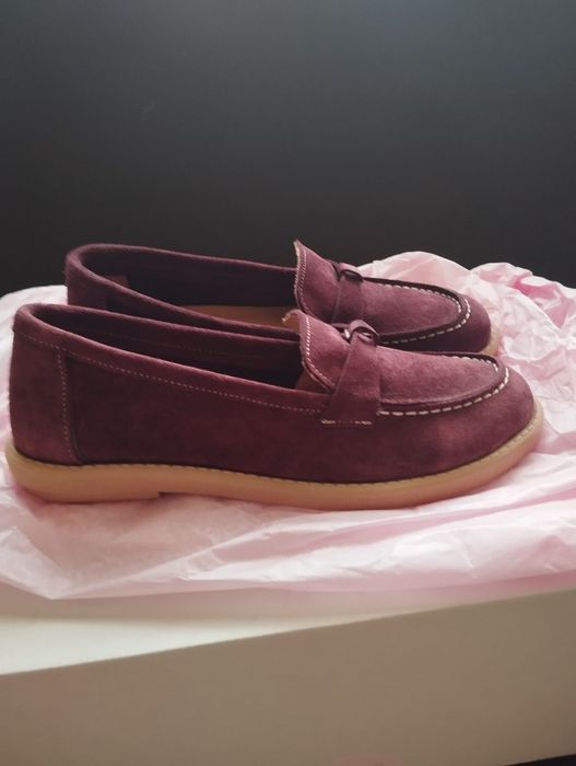 Мокасини естествен велур