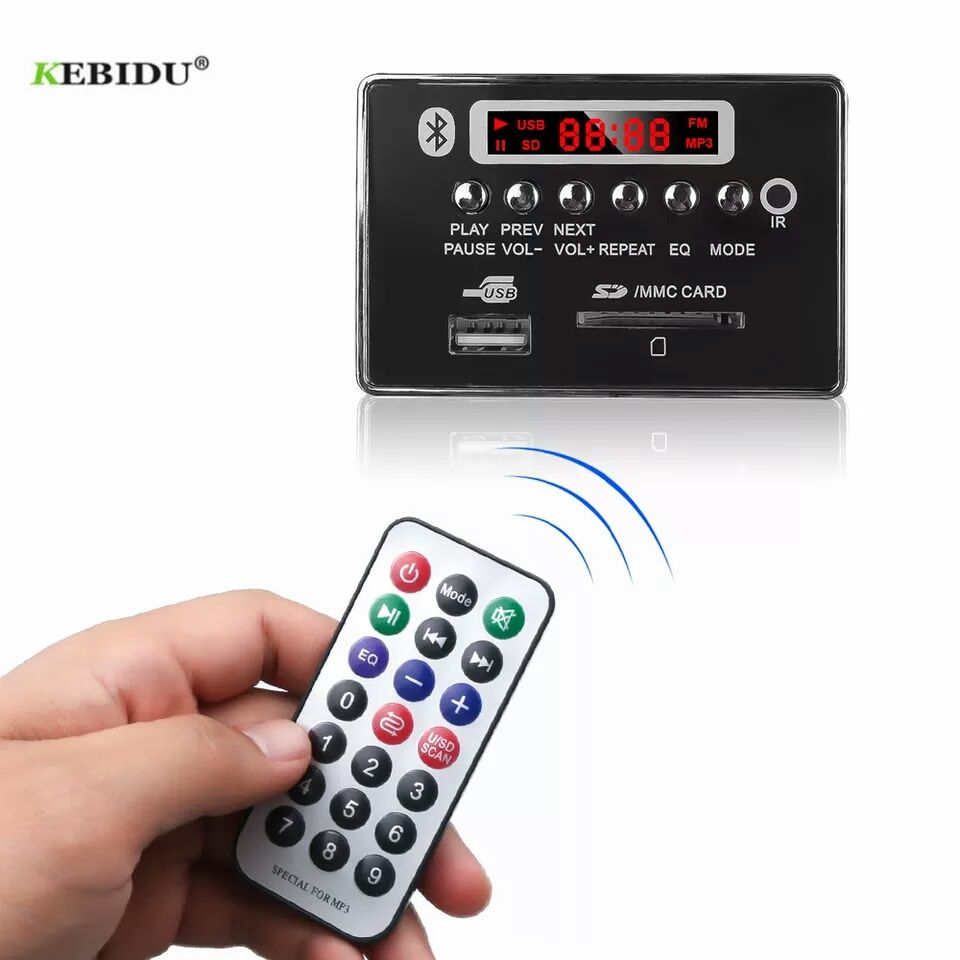 KEBIDU Аудио Плейър 5V/12 V модул за вграждане Bluetooth 5.0FM, TF,Mp3