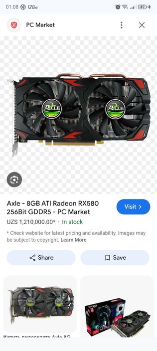 amd radeon rx 580 yangi