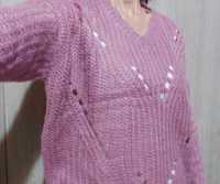 Плетена блуза в лилав цвят