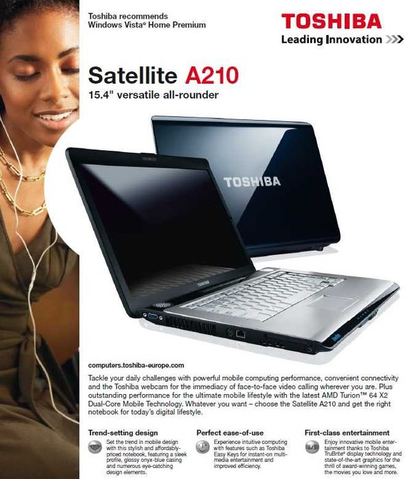 Laptop Toshiba Satellite A210 15,4" pentru piese