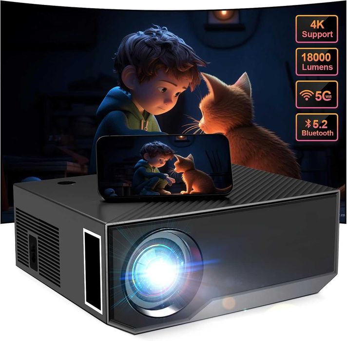 Проектор Wielio 500 ANSI, 16000 lm, Full HD, WiFi, BT + экран 100"