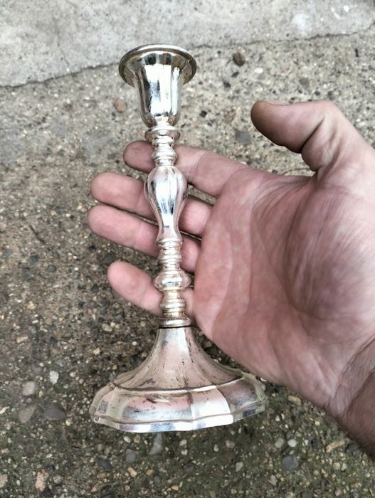 Посребрен свещник с маркировка