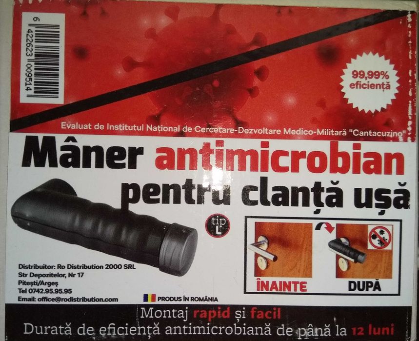 Mânere antimicrobiene pentru clanță - set 6 bucati - noi, sigilate
