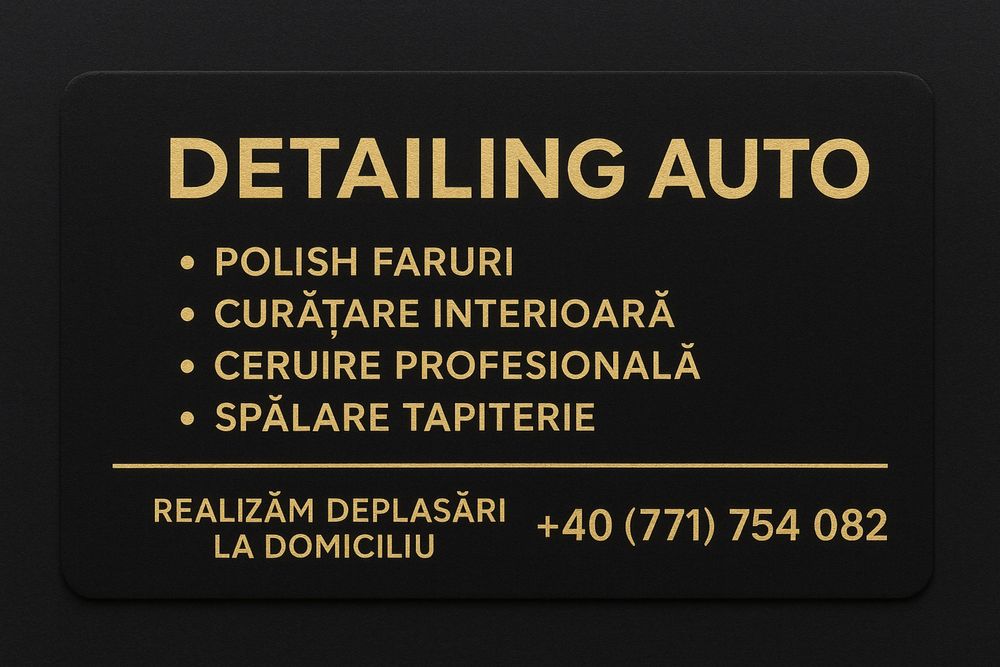 Detailing auto, polish faruri, spalare canapele, etc