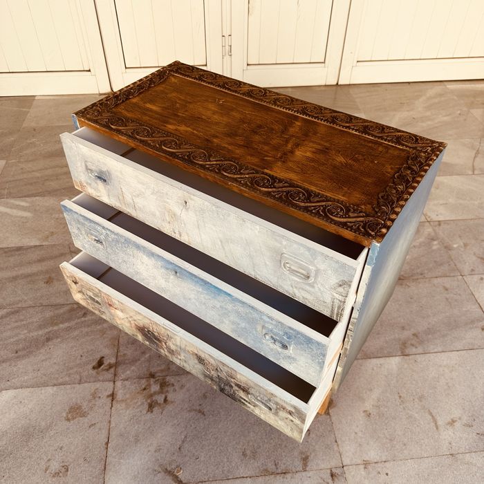 Ръчно изработен ретро дървен скрин – винтидж / рустик стил