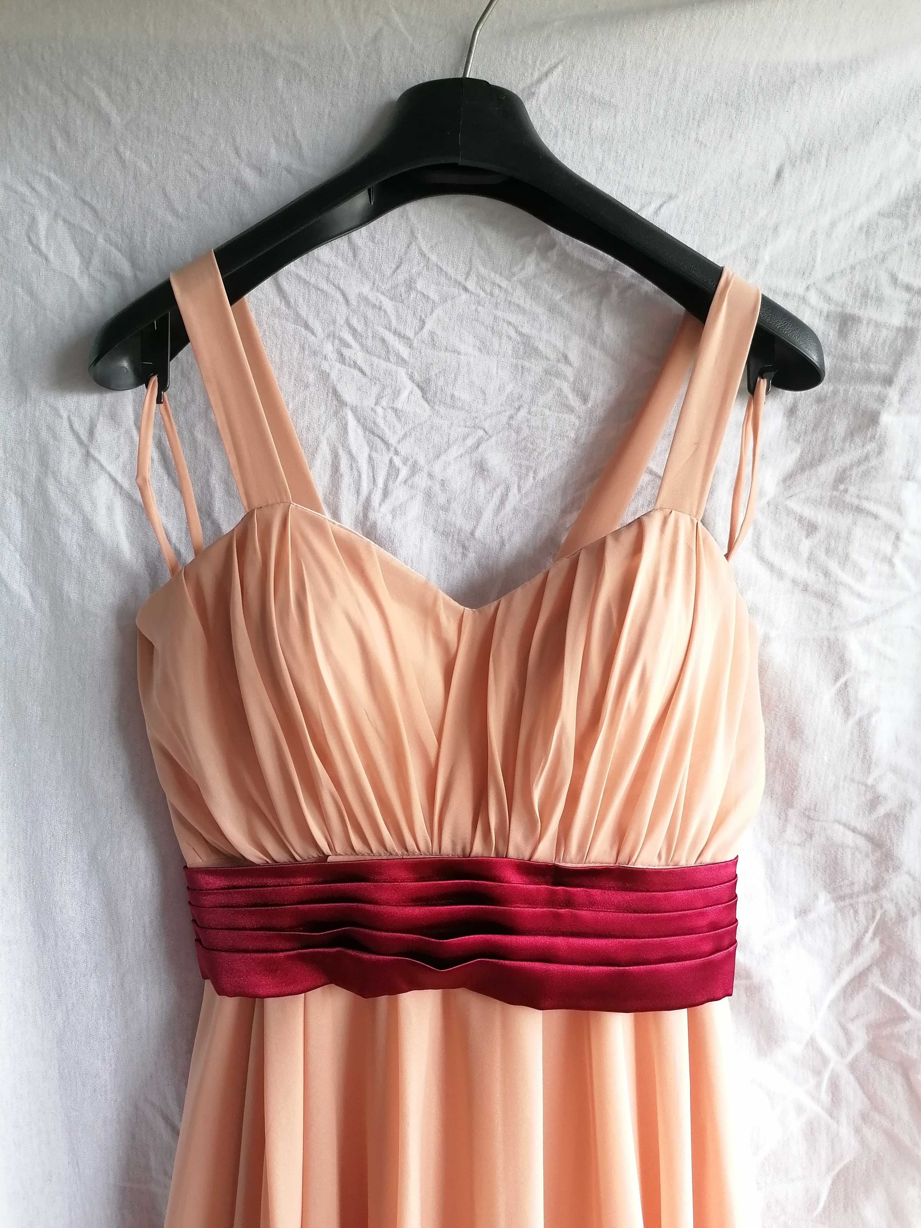 Rochie lungă elegantă roz-portocaliu
