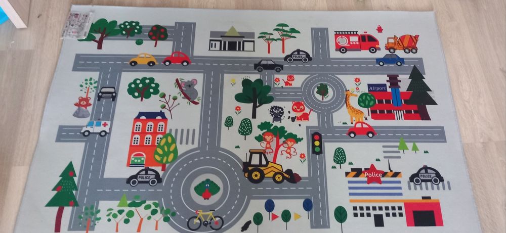 Covor de joaca cu trasee masinute, 100×150 cm