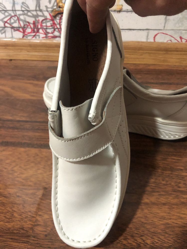 Pantofi piele naturala dama casual albi