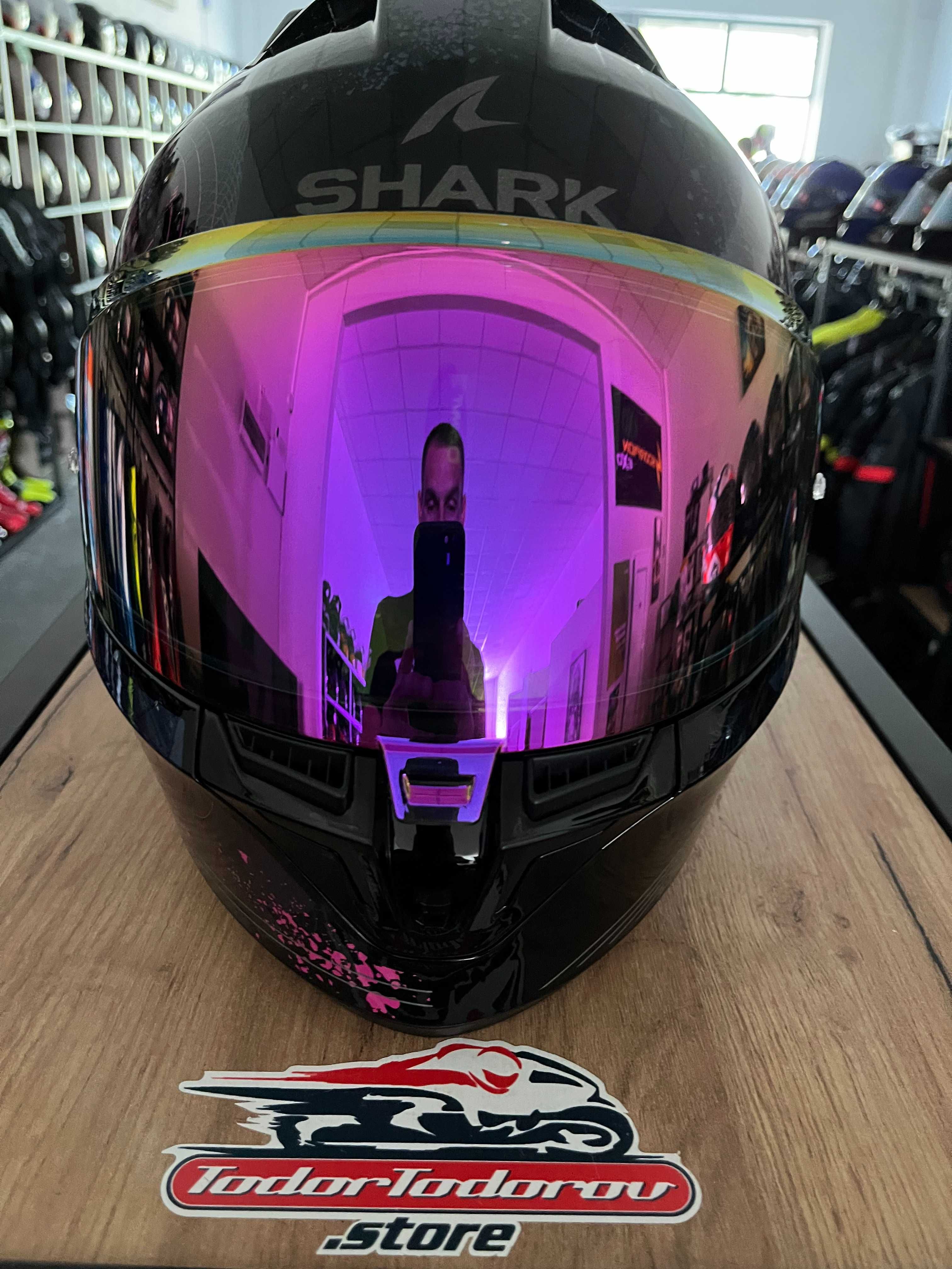 Мото каска  за мотор SHARK RIDIL 2,S 55-56см.,очила 2 визьора