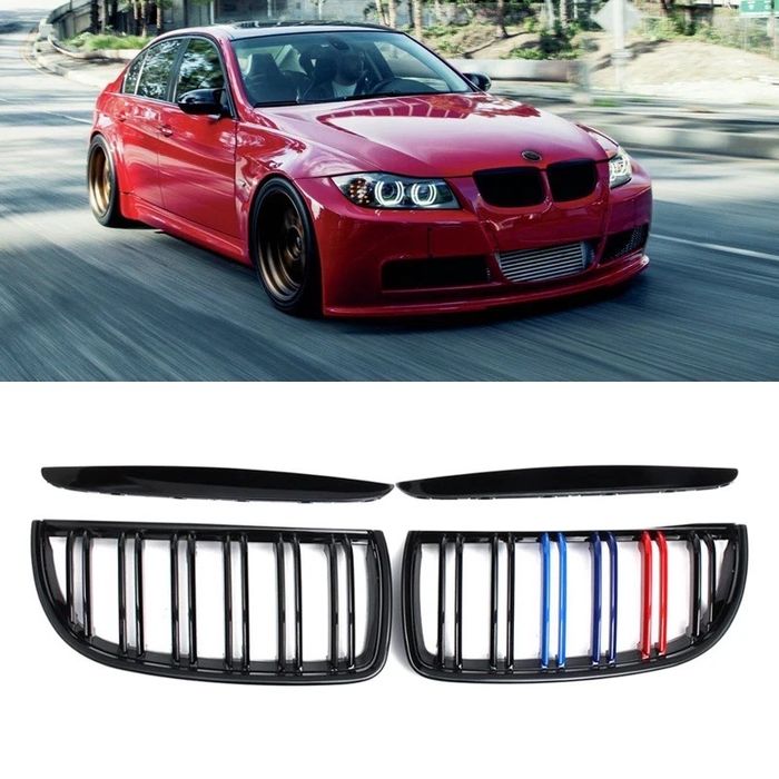 Set grile nari bara fata trei culori M Bmw Seria 3 e90 e91 nfl negru