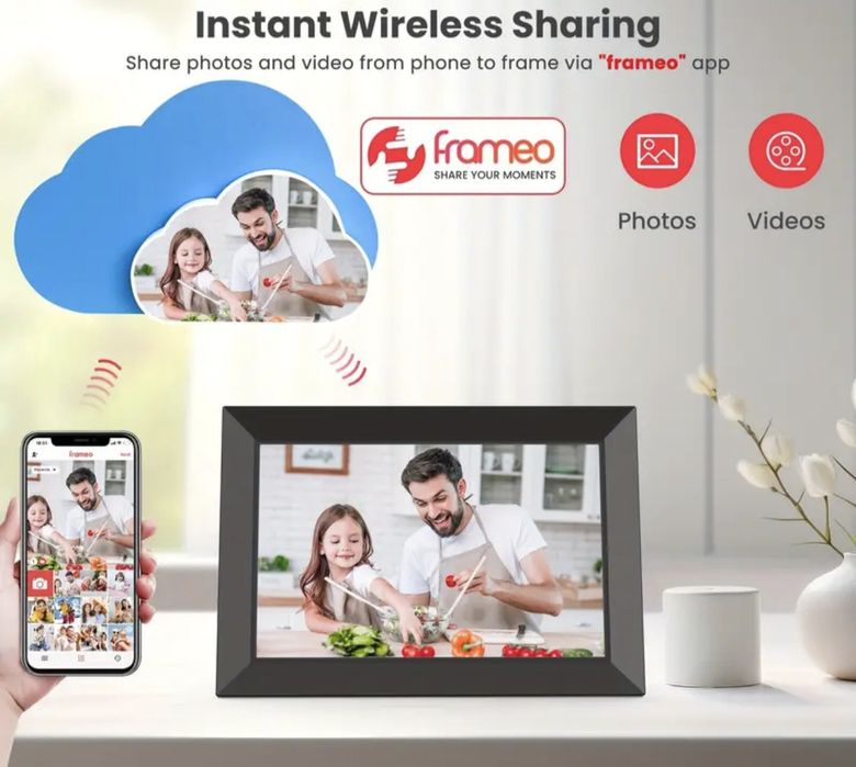 Smart Цифрова фоторамка WiFi 10,1-инчова 1280x800 IPSHD сензорен екран