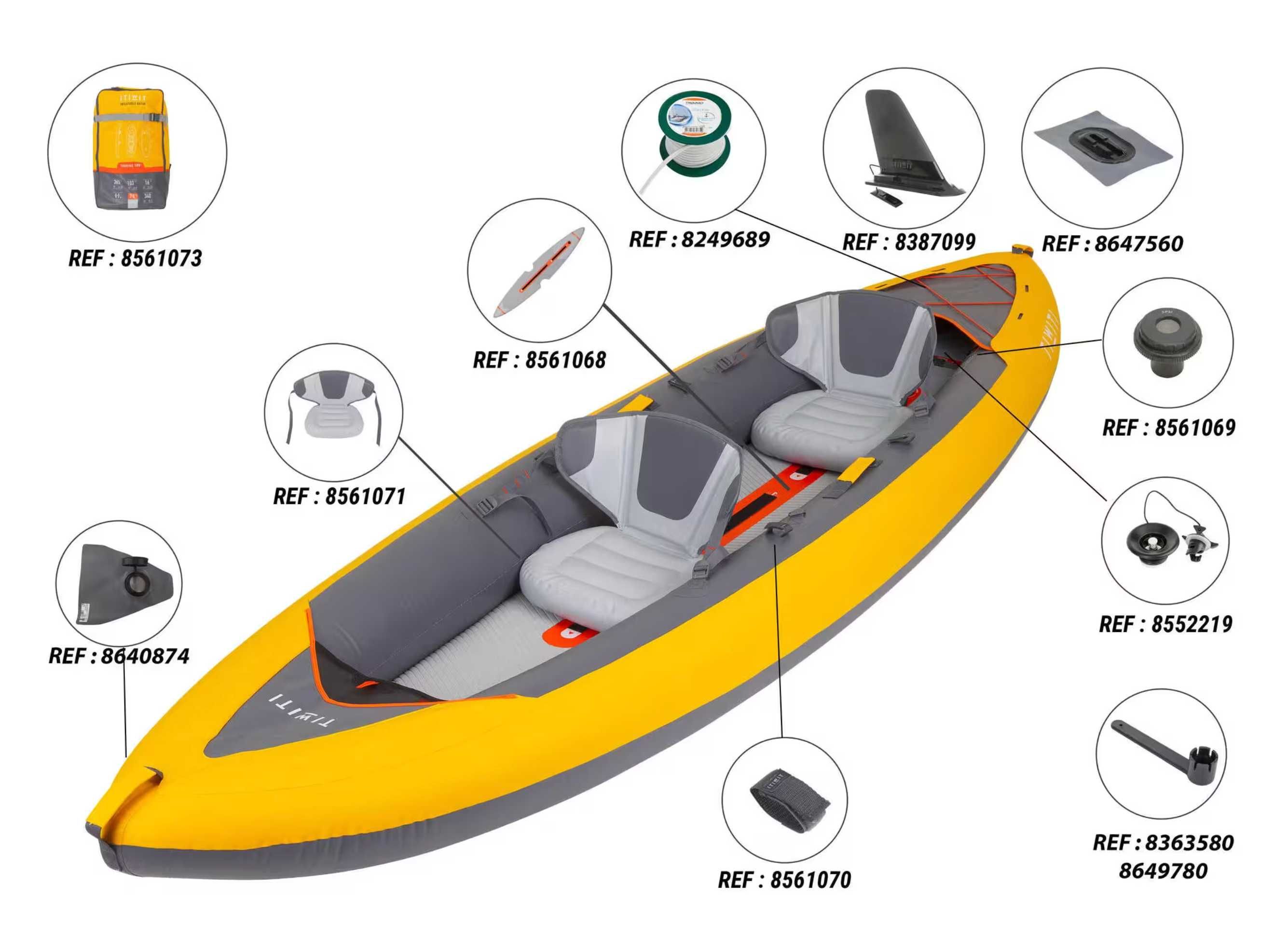 Vand Caiac-canoe gonflabil 2 locuri Tribord 100+ Galben