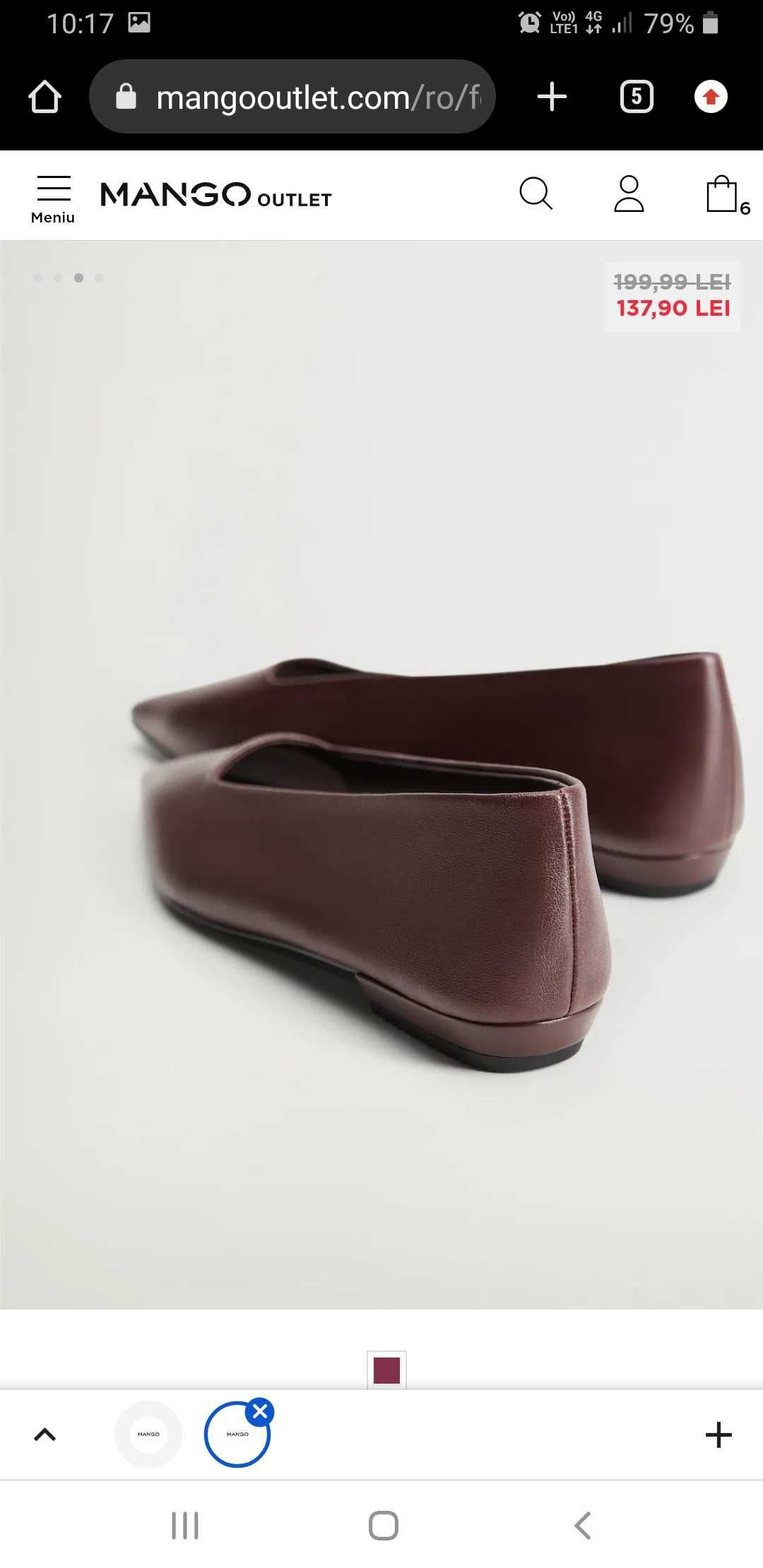 Pantofi piele Mango marimea 38