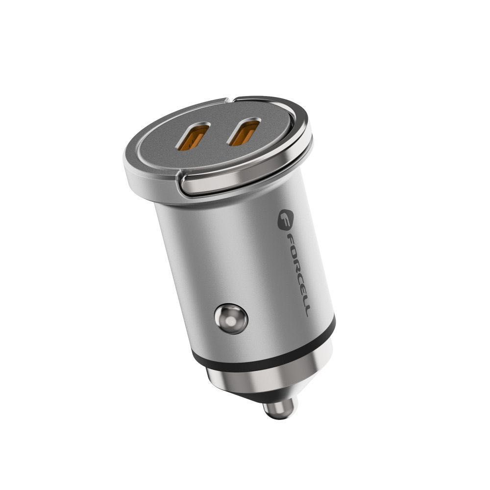 Мини зарядно за кола 2 x Type C PD QC3.0 3A 30W FORCELL F-ENERGY