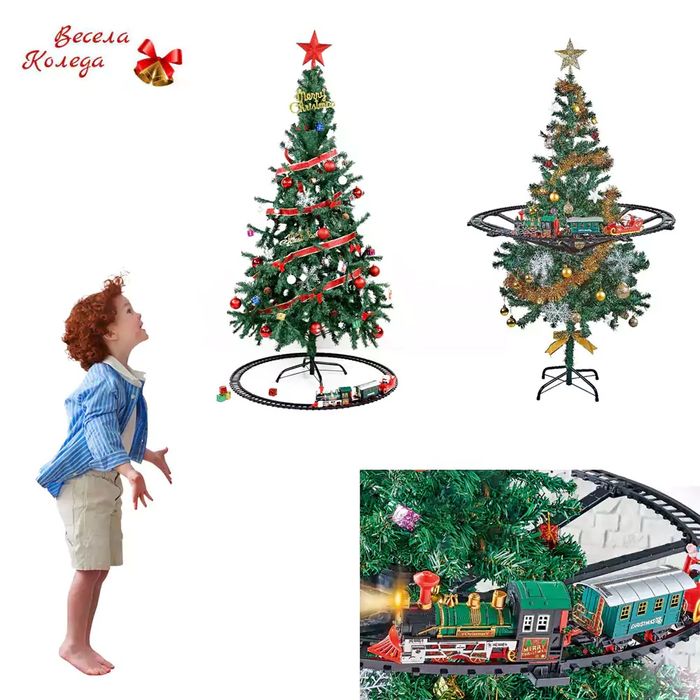 Коледен влак за елха с релси
