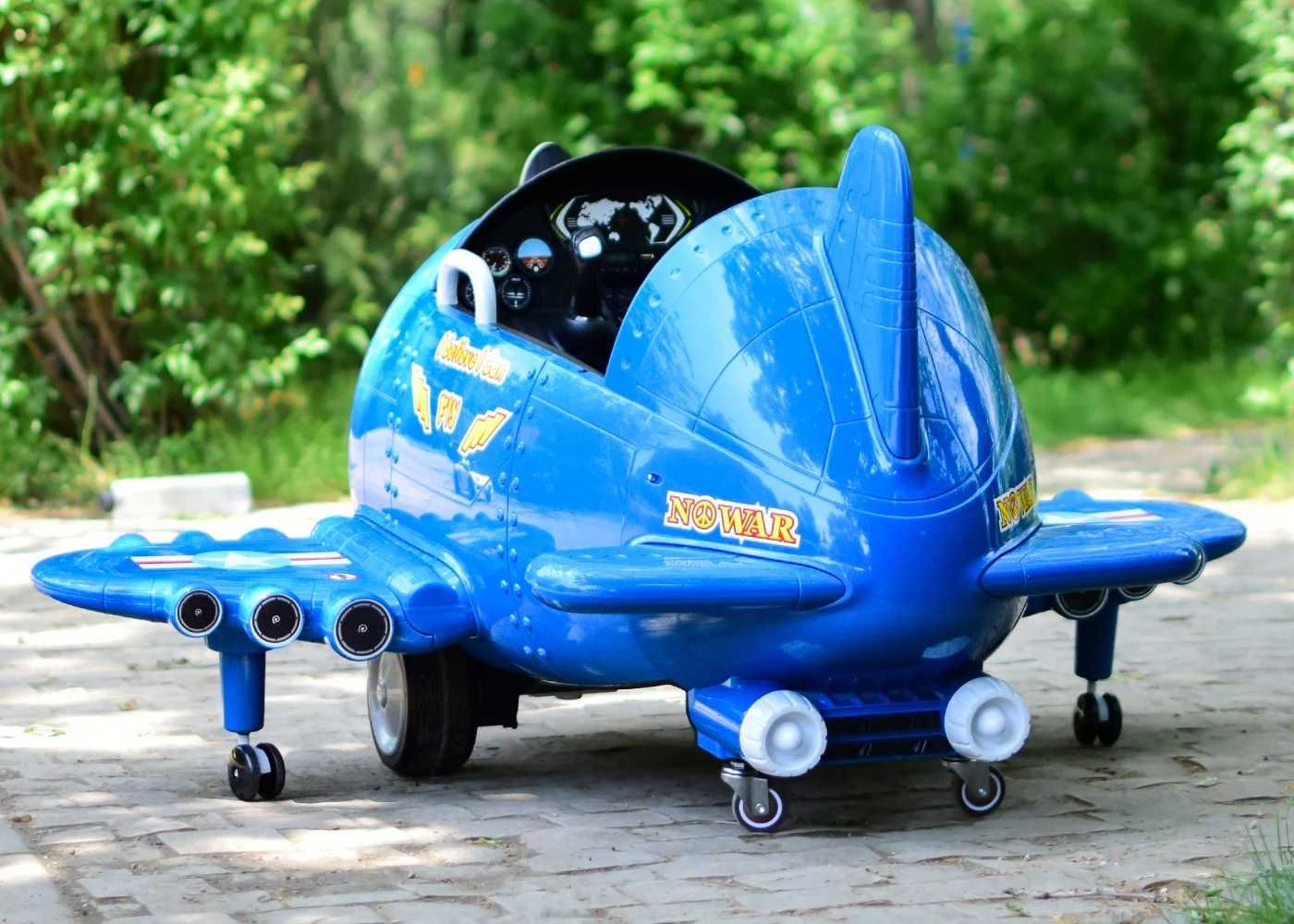Avion electric copii 2-5 ani Eyas BJ20201 60W 12V,Rotire 360 #Albastru