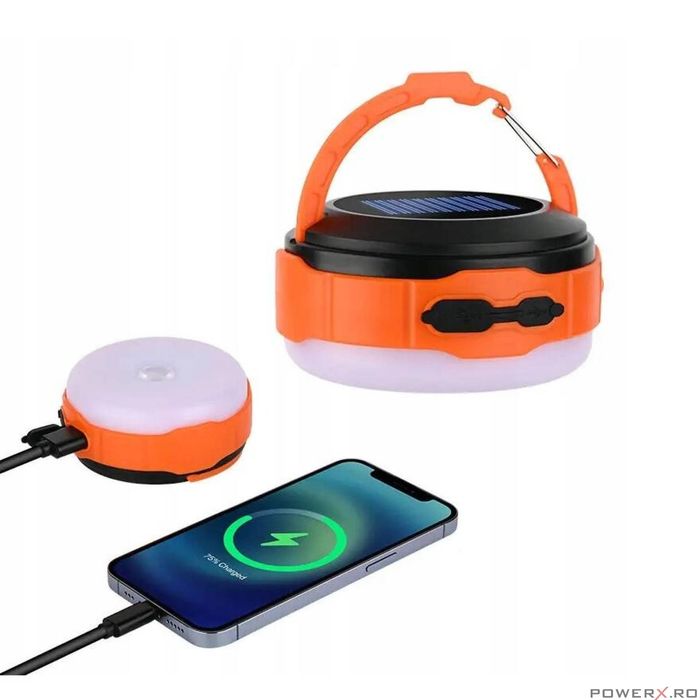 Lampa solara de atelier, reincarcabila, 500 Lm 2000 Mah, power bank,