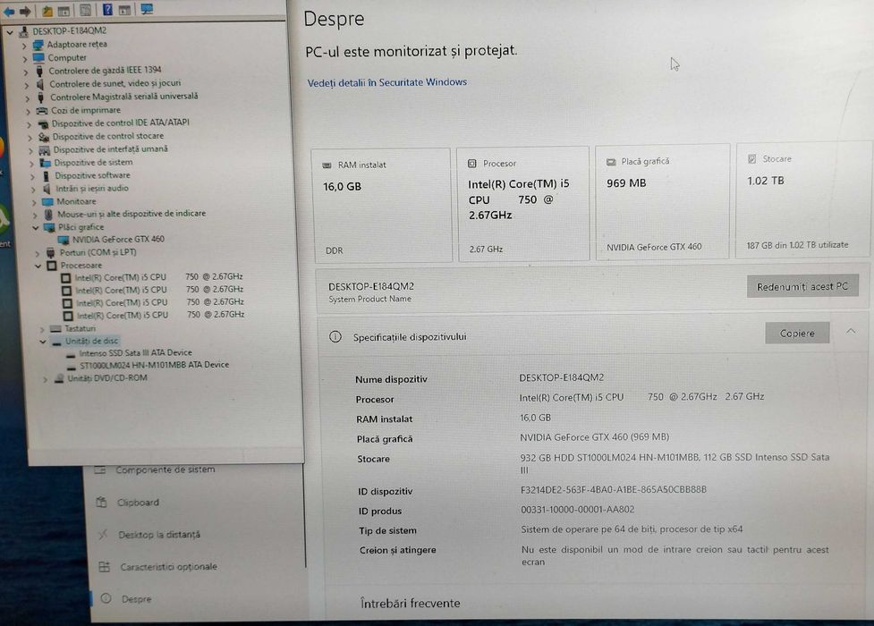 PC Retro, Intel Core I5 750, 16GB RAM, SSD + HDD, GTX 460 1GB