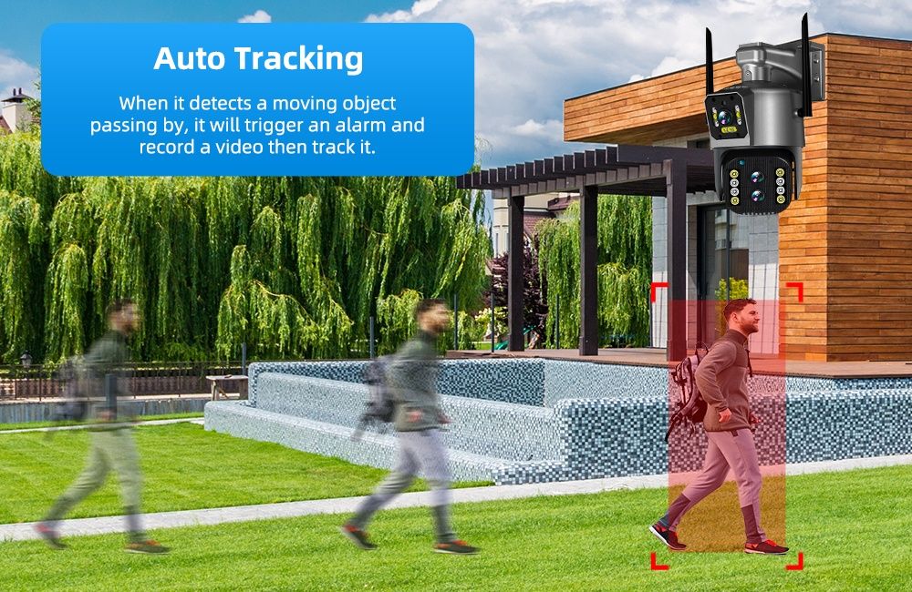 Camera de supraveghere triplă 12 MP, 4K Ultra HD Wi-Fi wifi