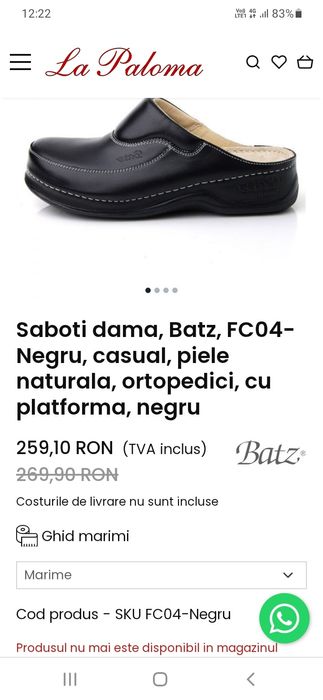 saboti dama  ortopedic  marca Batz  piele naturala