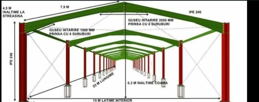 Hala metalica structura 500 mp