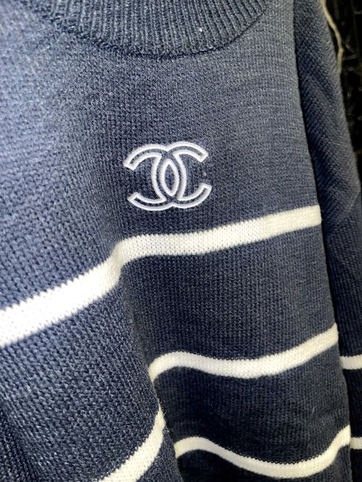 универсален тъмни син пуловер шанел на рае chanel зимен дебел мек