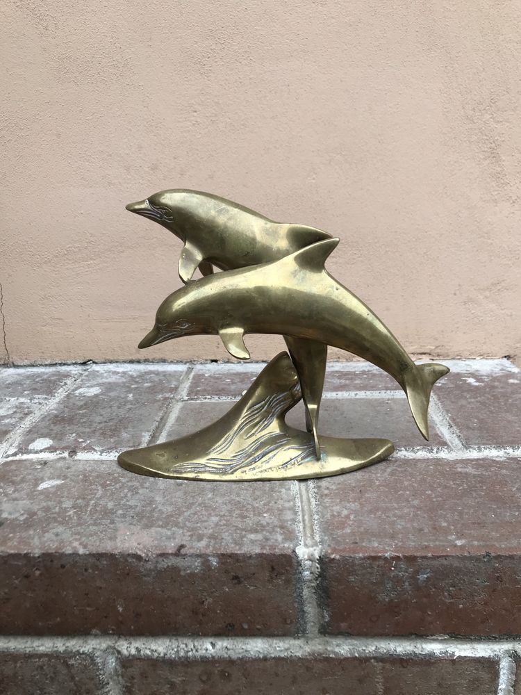 Statueta bronz delfin
