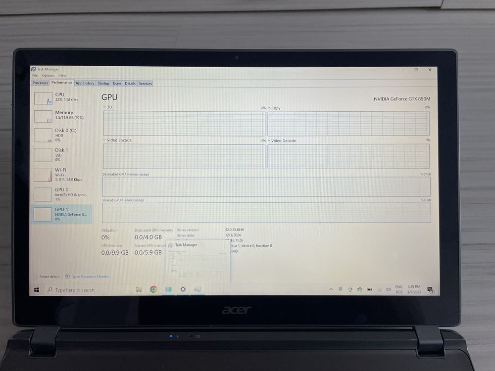 Laptop Acer i7 12gb ram GTX 850M cu touchscreen