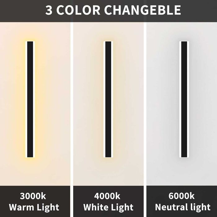 LED външна стенна лампа, димируема 80 см, 32 W, дистанционно, черна