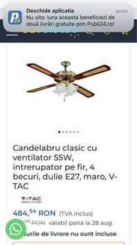 Lampa ventilator cu trei viteze