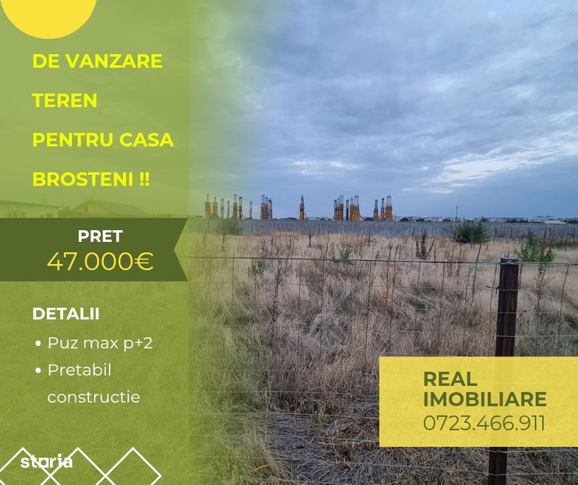 Teren pentru casa - zona Brosteni- Plata in rate  !!