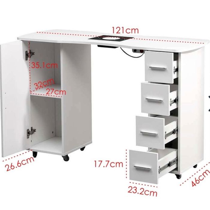 Бюро за маникюр с вграден прахоуловител