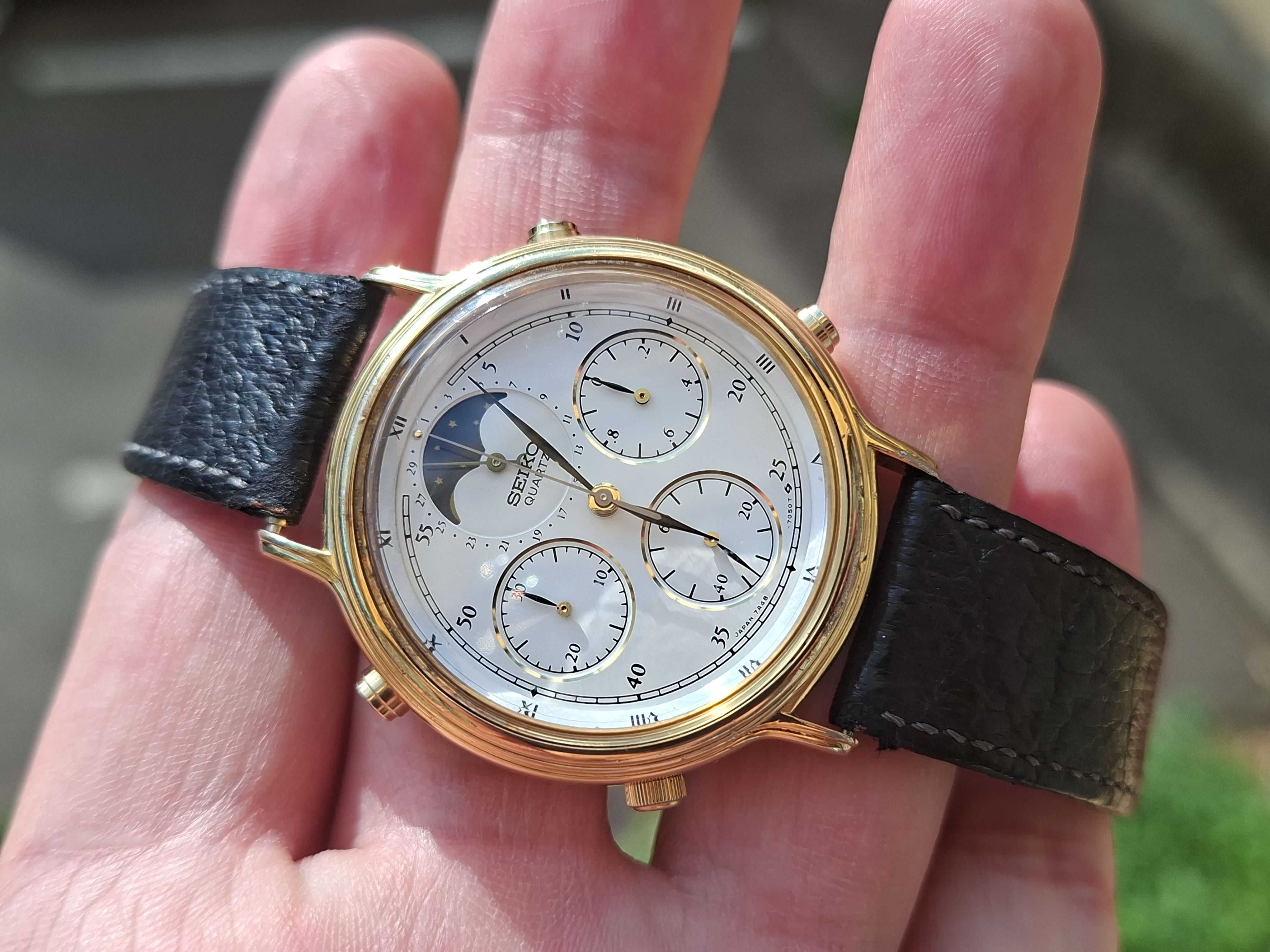 Ceas Seiko Cronograf Moon Phase Cal. 7A48A 15 rubine