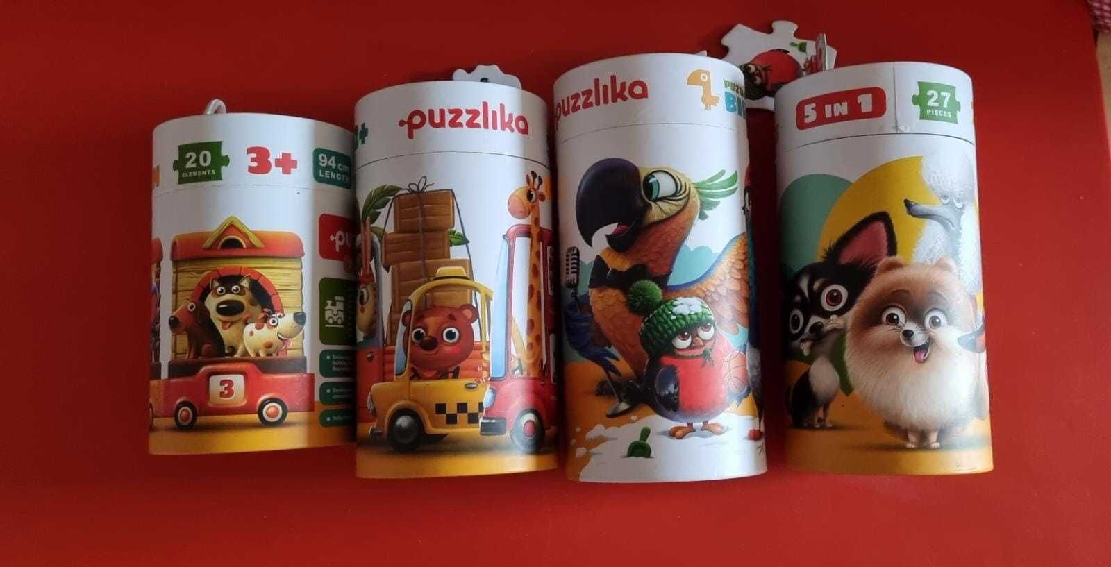 Colectie 4 puzzle-uri Puzzlika (Train, Cars, Birds, Dogs), 2+ ani