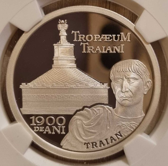 Moneda BNR 10 lei argint monumentul de la Adamclisi NGC PF 69 UC