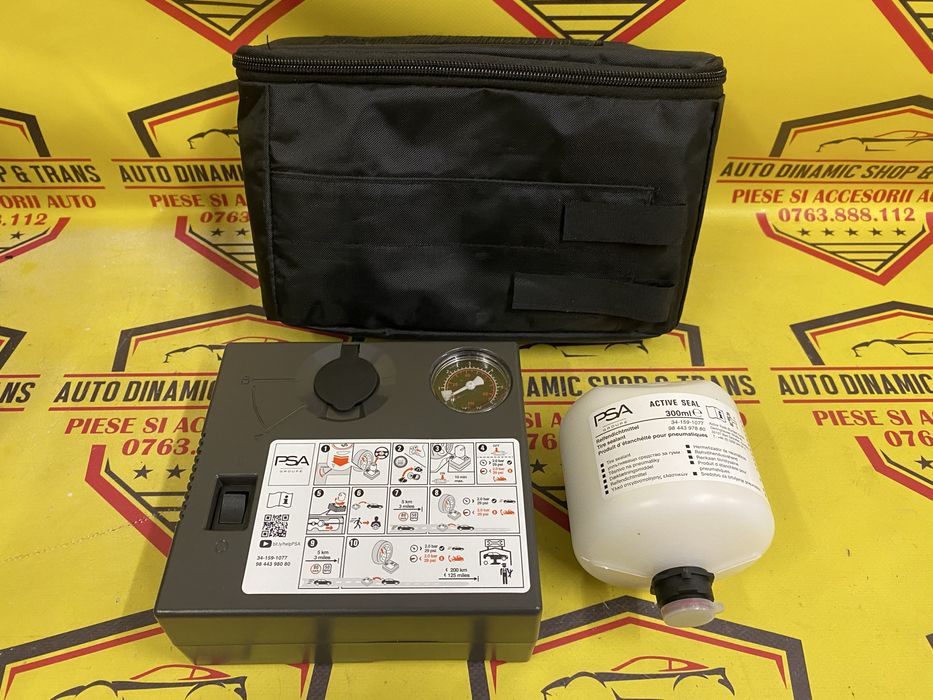 Compresor auto umflat roti soluție kit pană OE Peugeot 120w neutiliza