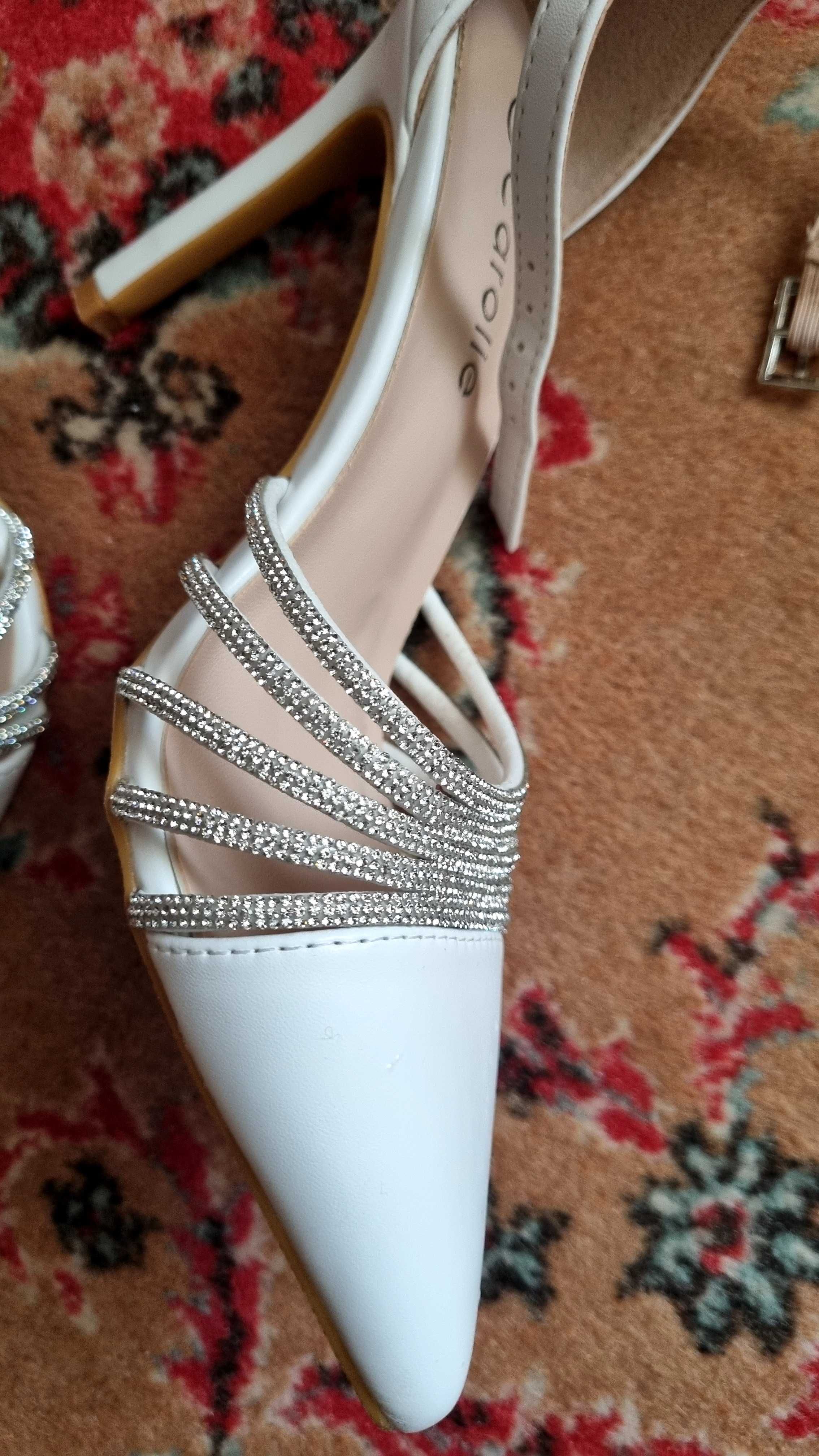 Pantofi albi nunta/ cununie masura 36
