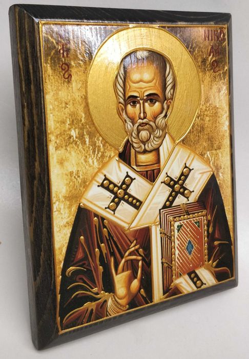 Ръчно изработена репродукция на икона ест дърво Св. Николай Чудотворец