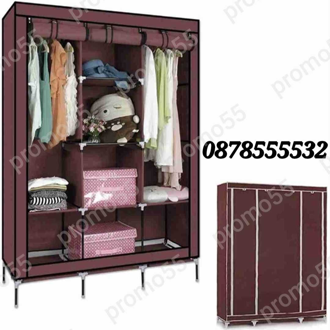Текстилен триклирен гардероб, Органайзер за дрехи 130х175х45 см.