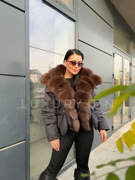 Geaca blana naturala detasabila, gluga