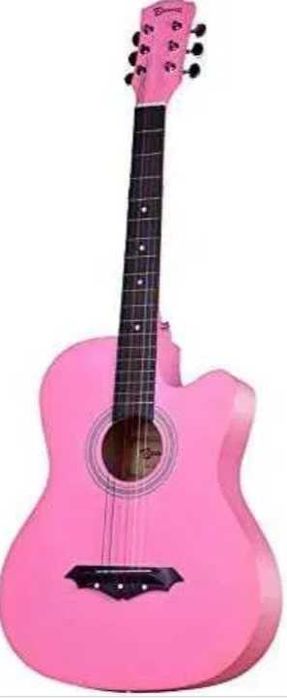 Chitara acustica din lemn 95 cm 4/4 albastru negru natur roz alb