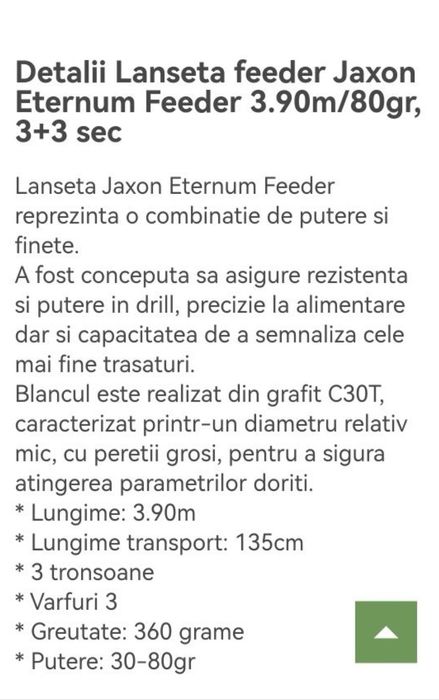 Lanseta feeder Jaxon Eternum  3.90/80gr noua+mulineta Carp Expert 4000