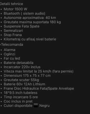 Scuter electric fara permis Harley Cococity negru mat