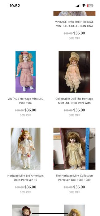 Колекционерски порцеланови кукли Heritage Mint Doll 1988