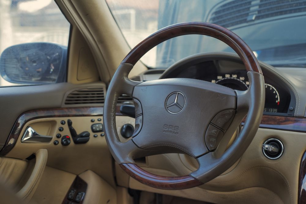 Volan cu mahon, bej, Mercedes S Class W220