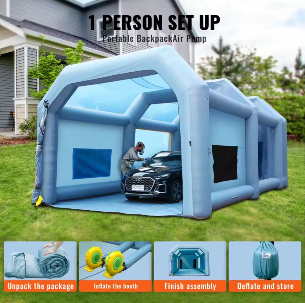 Cabina Cabine De Vopsit Gonflabila Auto Moto Mobila Repere 6x3x2.5M