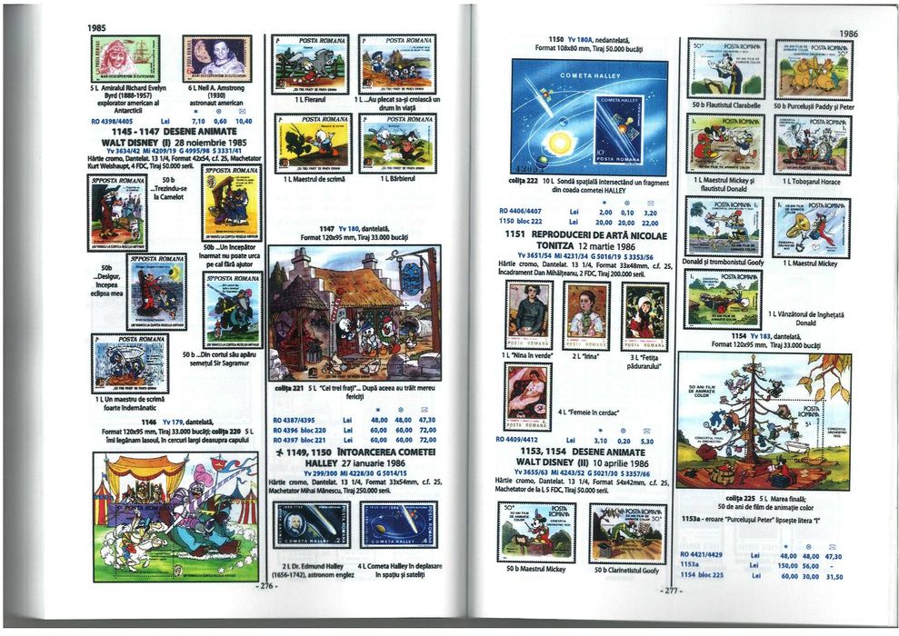 Catalog timbre poștale românești (Romfilatelia+Michel) cu și fără poze