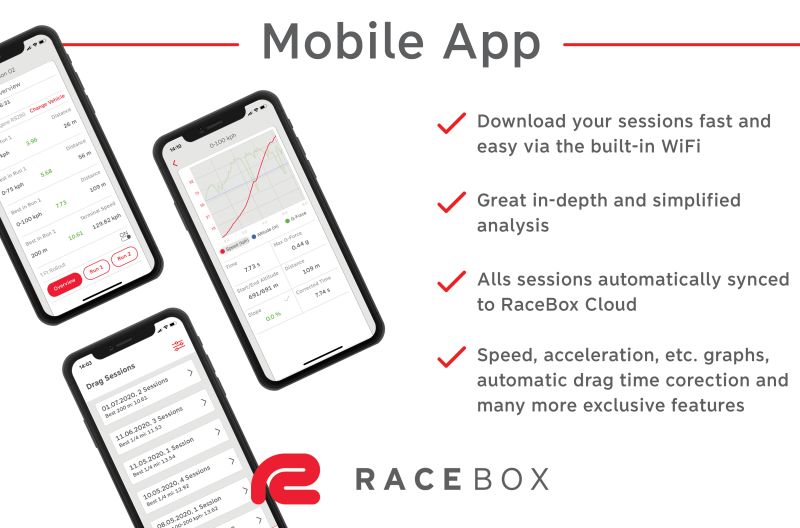 Racebox GPS измервателно устройство за драг и пистово каране с WiFi